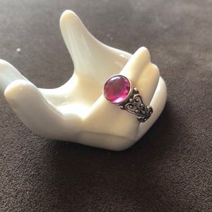 Pink Tourmaline and Sterling Silver Ring
